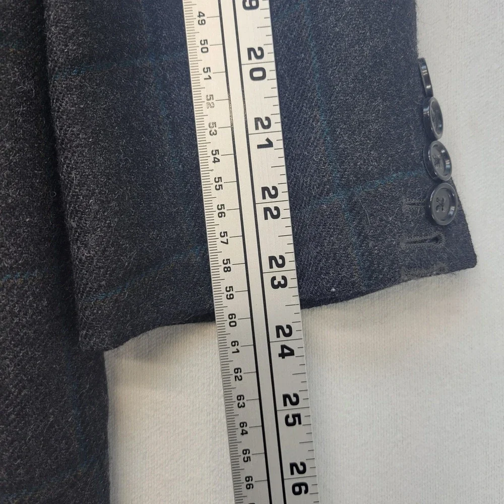 Banana Republic Sport Coat Mens 42R Gray Windowpane Wool Standard Fit Blazer